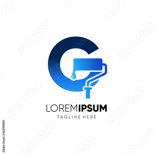 Letter G Paint Roller Logo Design Vector Graphic Icon Emblem Illustration Background Template