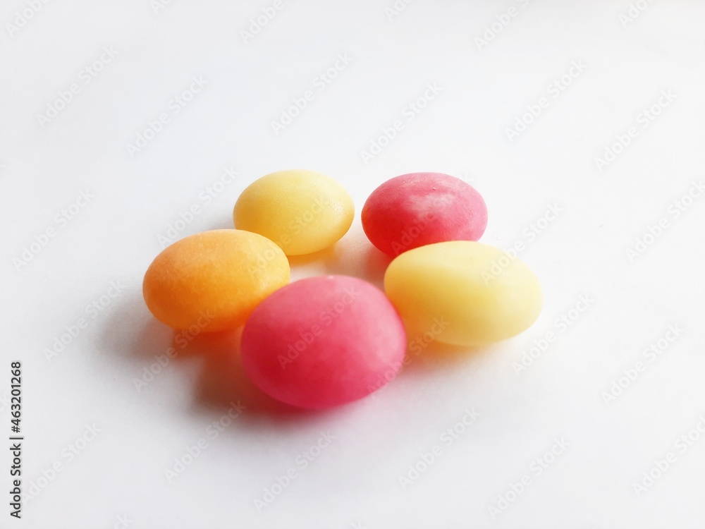 colored candy on a white background colored candy on a white background
