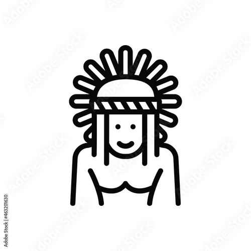 Black line icon for indigenous