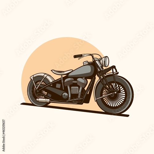 vintage motorcycle chopper minimalist vector