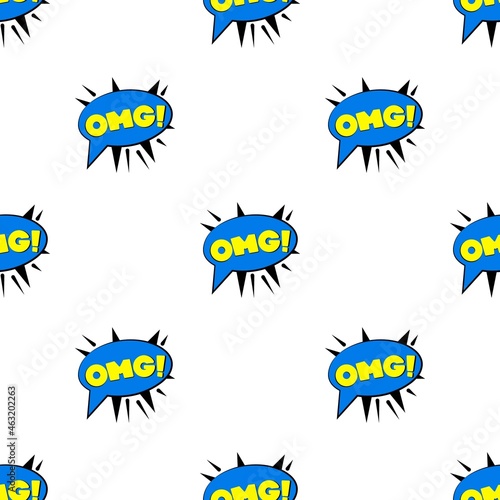 Omg explosion sound effect speech bubble pattern seamless background texture repeat wallpaper geometric vector