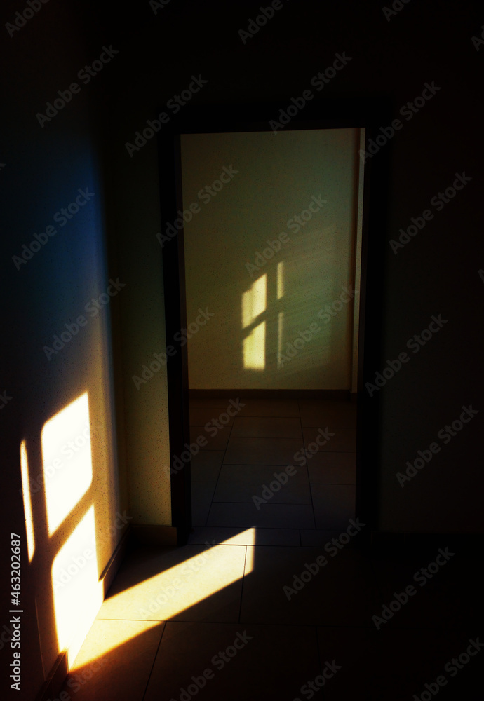 Dramatic windows silhouette interior background