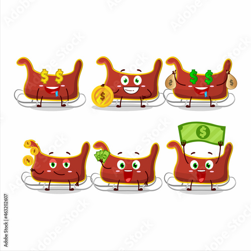 Santa carriage cartoon character with cute emoticon bring money