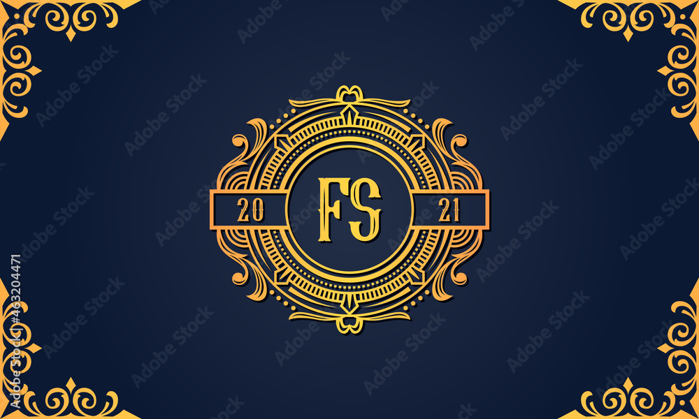 Royal vintage initial letter FS logo. Stock Vector | Adobe Stock