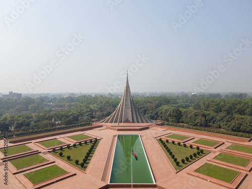 Drone view of National Martyr's Memorial of Bangladesh National Monument photo