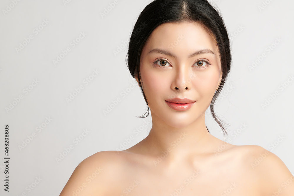 Beautiful young asian woman with clean fresh skin on white background, Face care, Facial treatment, Cosmetology, beauty and spa, Asian women portrait. Beautiful young asian woman with clean fresh skin on white background, Face care, Facial treatment, Cosmetology, beauty and spa, Asian women portrait.