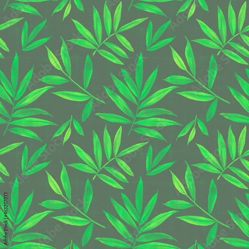 Abstract botanical pattern from leaves. Seamless pattern for fabric  wallpaper  wrapping paper design  scrapbooking. Watercolor leaves painted on paper and processed in Photoshop.