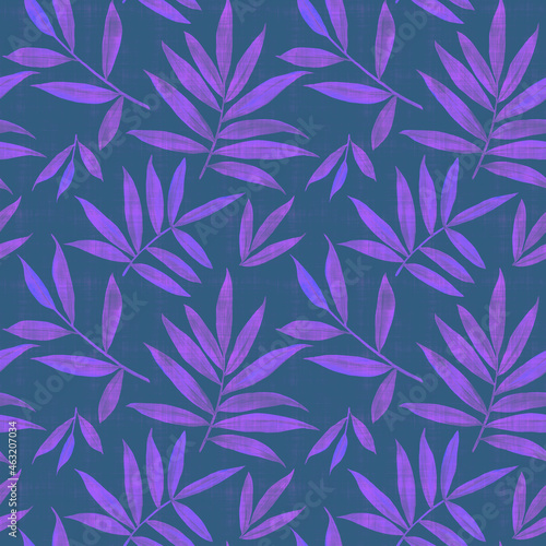 Abstract botanical pattern from leaves. Seamless pattern for fabric, wallpaper, wrapping paper design, scrapbooking. Watercolor leaves painted on paper and processed in Photoshop.