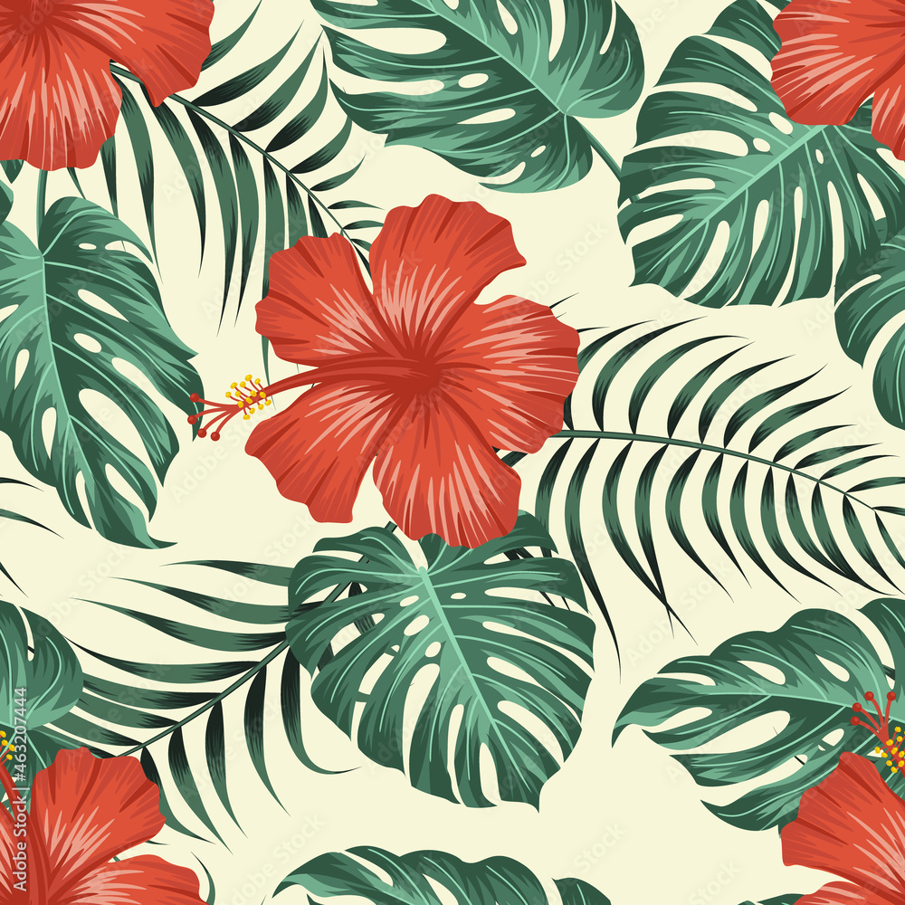Floral seamless pattern with leaves. tropical background Floral seamless pattern with leaves. tropical background