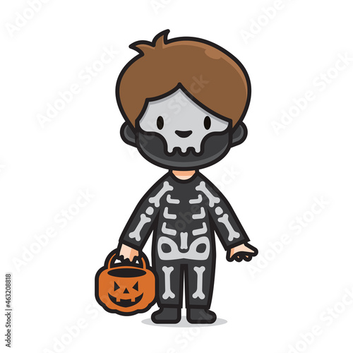cute halloween costume skull vector