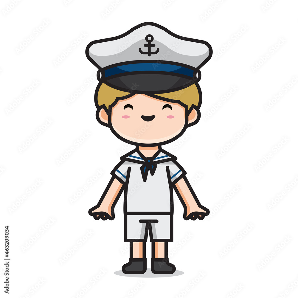 cute men costume sailor vector