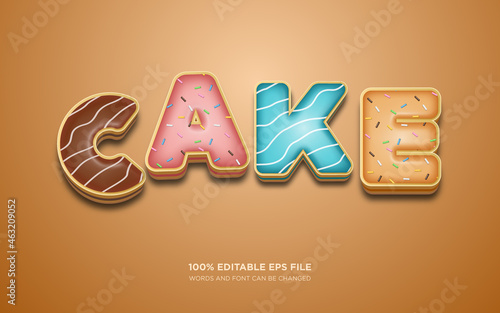 Cake 3D editable text style effect	