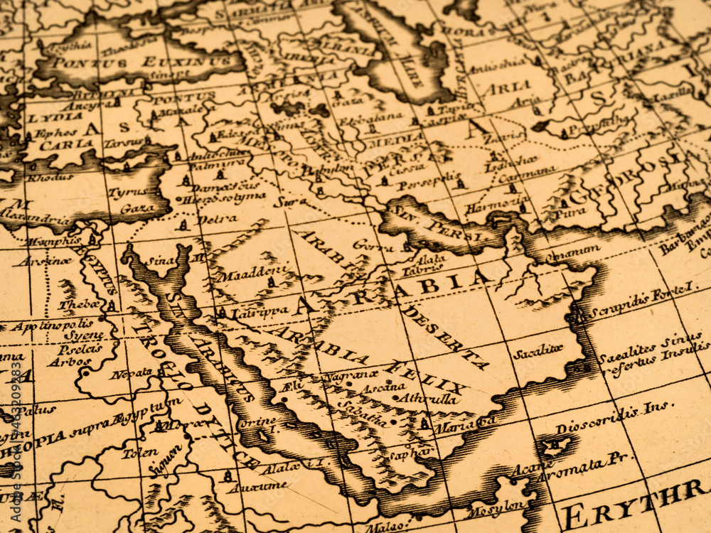 アンティークの世界地図　アラビア半島