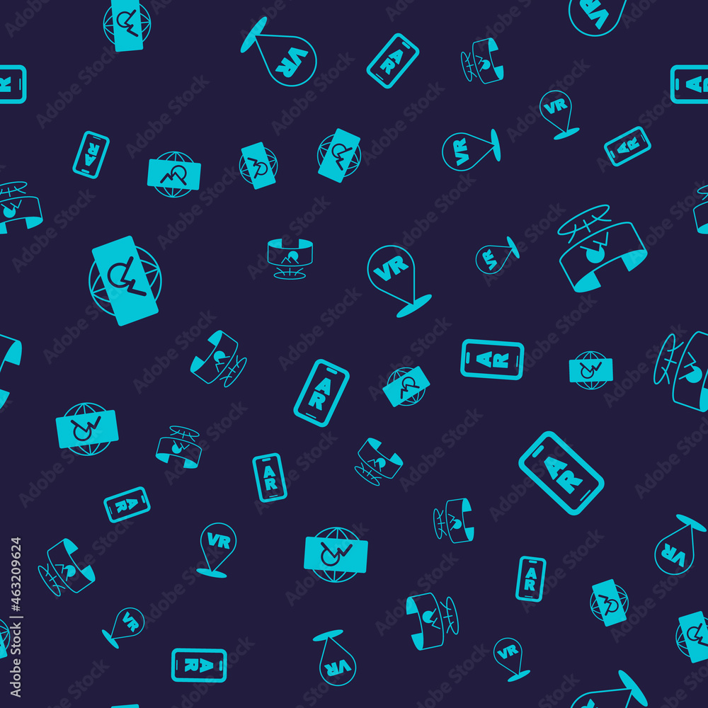 Set Wide angle picture, 360 degree view, Virtual reality and Augmented AR on seamless pattern. Vector Set Wide angle picture, 360 degree view, Virtual reality and Augmented AR on seamless pattern. Vector