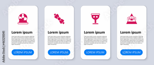 Set All-seeing eye of God, Medieval goblet, Bow tie and Magic ball. Business infographic template. Vector