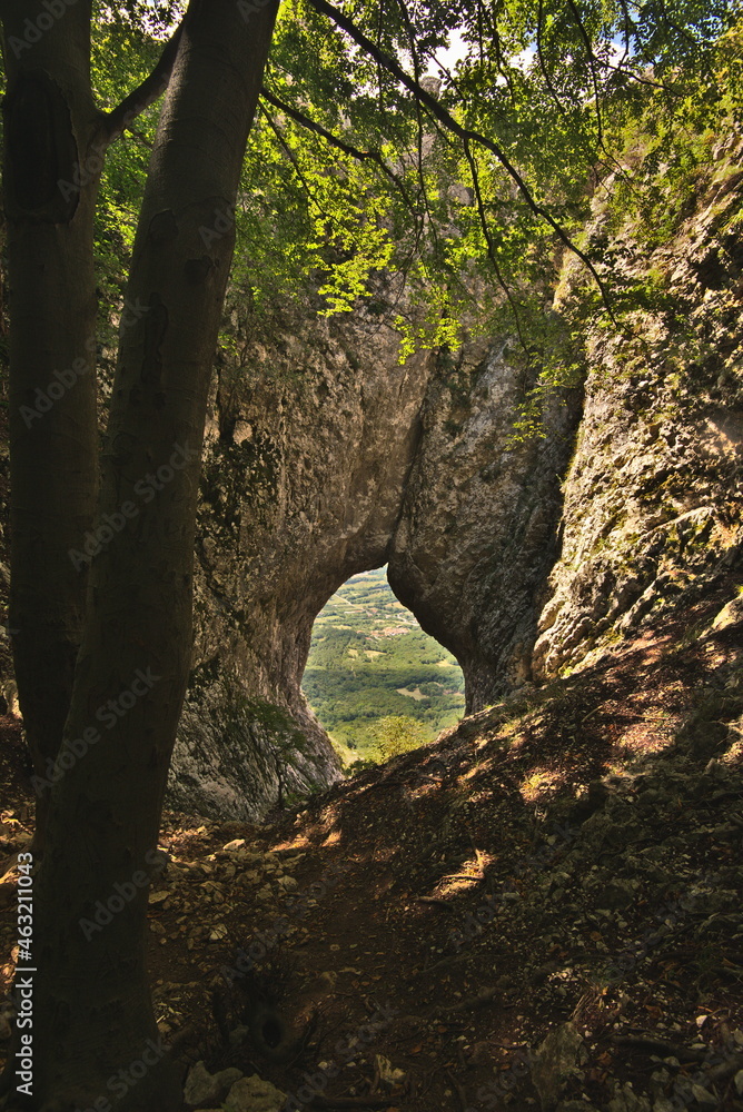 Otliško okno- window cave in mountain of Vipava, Slovenia Otliško okno- window cave in mountain of Vipava, Slovenia