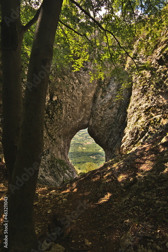 Otliško okno- window cave in mountain of Vipava, Slovenia
