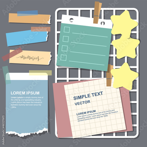 sticky notes, blank planning paper set. vector, illustration of flat.