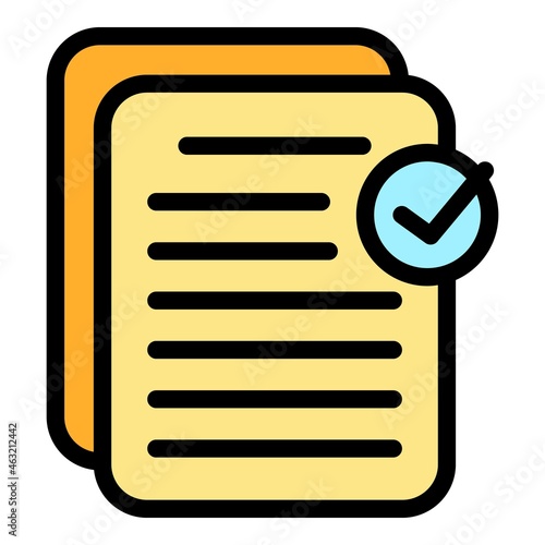 Approved files icon. Outline approved files vector icon color flat isolated