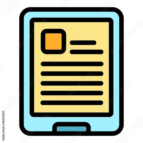 Ereader icon. Outline ereader vector icon color flat isolated