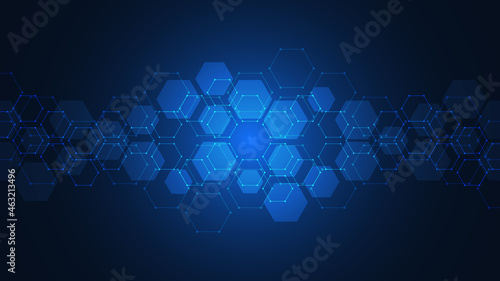 Abstract background with geometric shapes and hexagon pattern