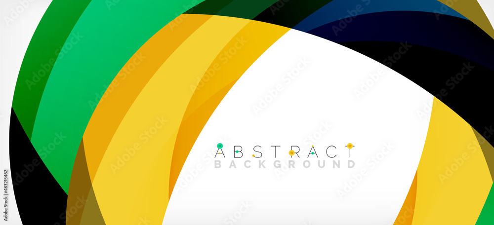 Obraz premium Color circle shapes, minimal geometric background. Trendy dynamic composition. Vector Illustration For Wallpaper, Banner, Background, Landing Page