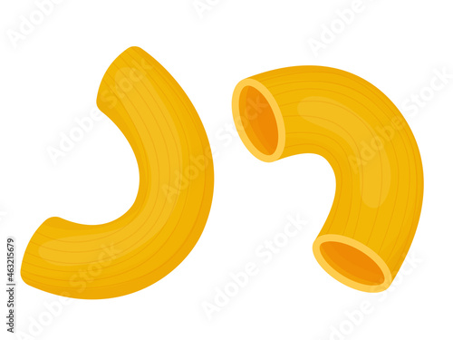 Pasta elbows. Italian pasta cartoon illustration isolated on white background.
