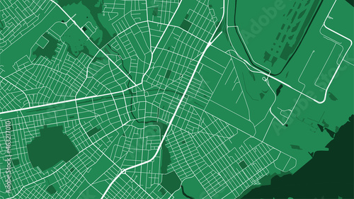 Green Elizabeth City area vector background map, streets and water cartography illustration.