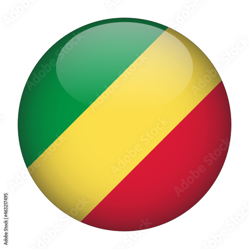 Congo 3D Rounded Country Flag button Icon