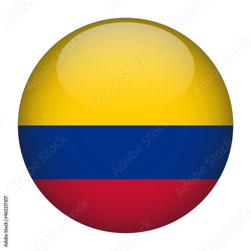 Colombia 3D Rounded Country Flag button Icon