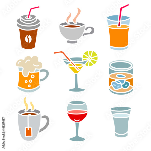 beverages icons set