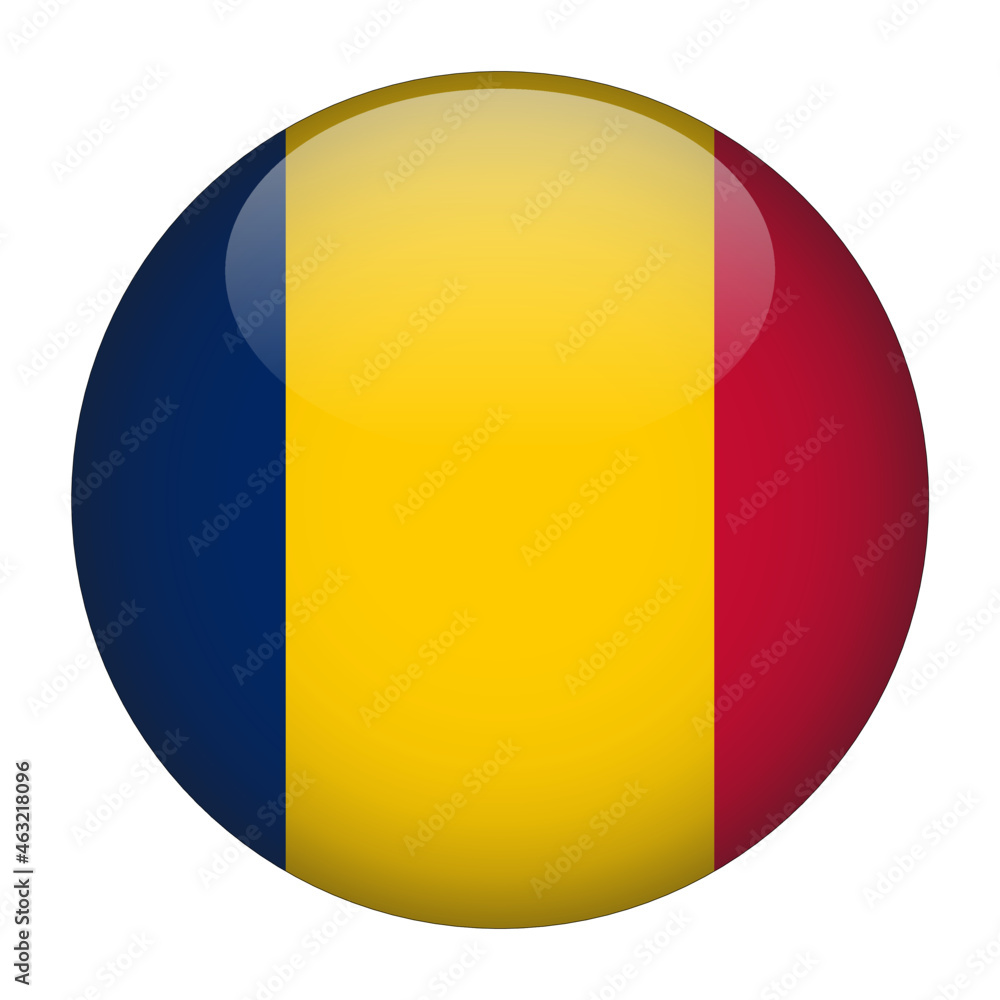 Chad 3D Rounded Country Flag button Icon