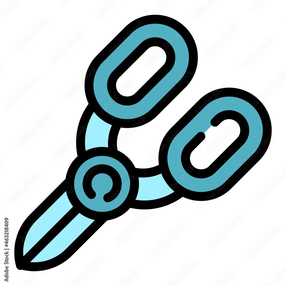 Knitting scissors icon. Outline Knitting scissors vector icon color flat isolated Knitting scissors icon. Outline Knitting scissors vector icon color flat isolated