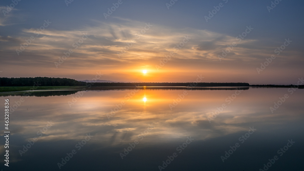 Ribnjak lake at sunset, Croatia