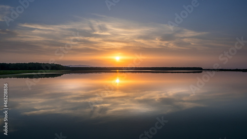 Ribnjak lake at sunset  Croatia