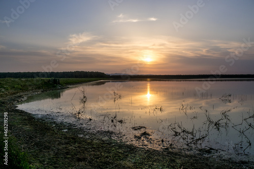 Ribnjak lake at sunset, Croatia