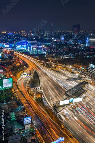aerial view of bangkok architectures in smart city for technology background. Skyscraper buildings in Bangkok City at night, Thailand © Sathit Trakunpunlert