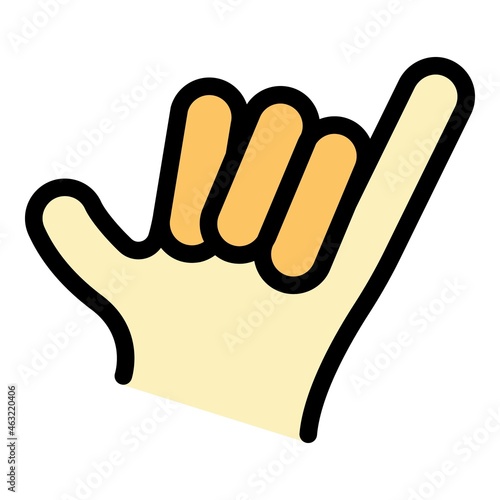 Hand gesture hang loose icon. Outline Hand gesture hang loose vector icon color flat isolated