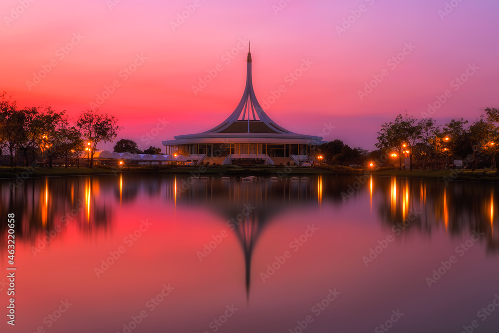 Beautiful sky after sunset at Suan luang Rama 9 public park, Bangkok, Thailand