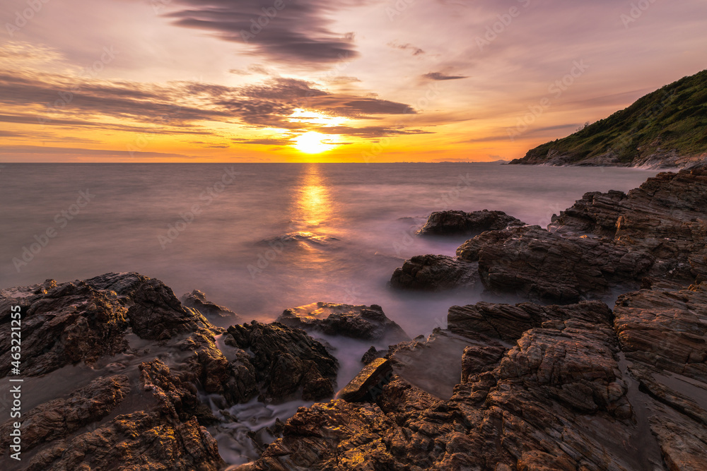 Sunset Seascape of Khao Laem Ya day time, Rayong, Thailand, Lockdown.