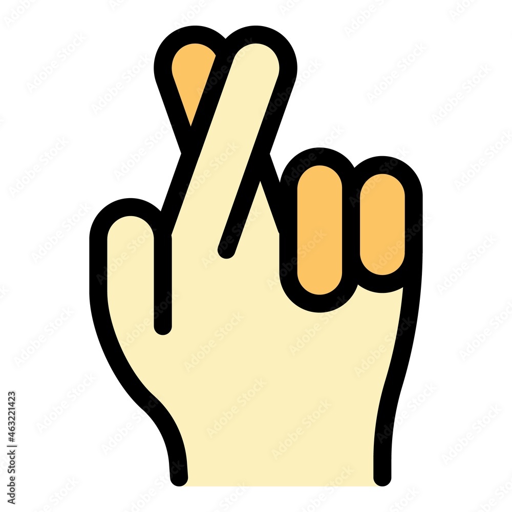 Obraz premium Hand gesture good luck icon. Outline Hand gesture good luck vector icon color flat isolated