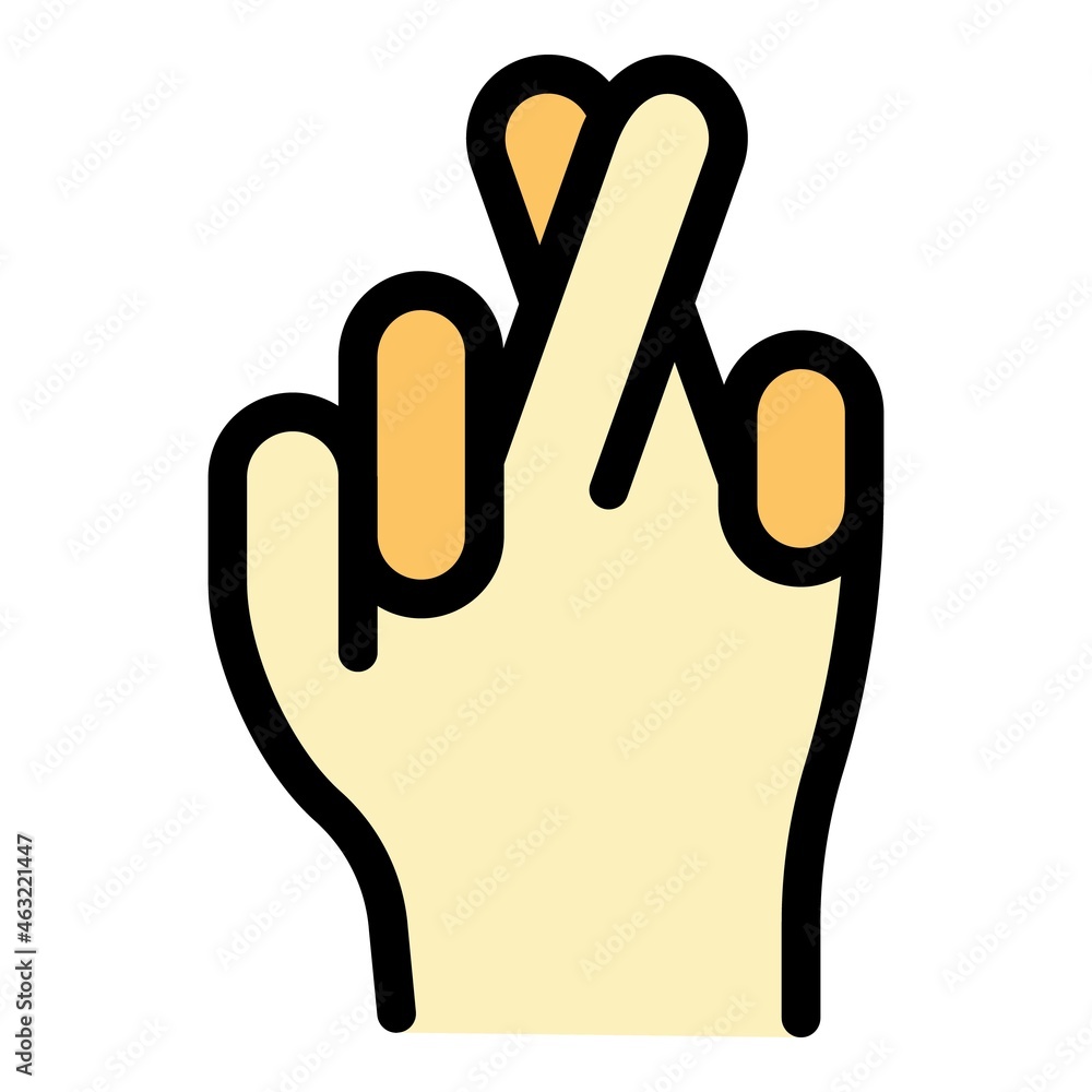 Obraz premium Hand good luck icon. Outline Hand good luck vector icon color flat isolated