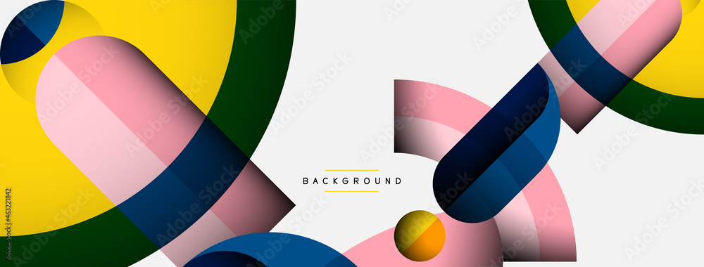 Geometric abstract background. Round shapes, circles, lines composition for wallpaper banner background or landing page Geometric abstract background. Round shapes, circles, lines composition for wallpaper banner background or landing page