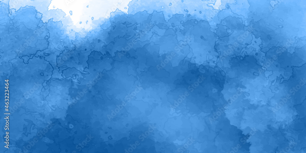 Colorful winter blue ink and watercolor textures on white paper background. Watercolor paper background. Abstract Painted Illustration.