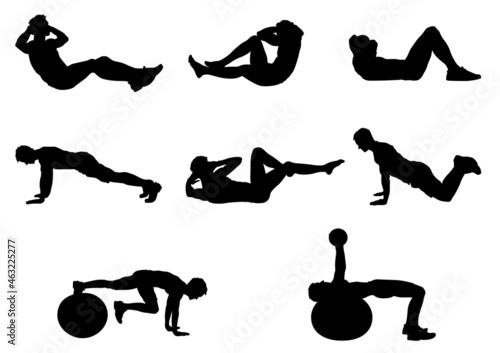 Silhouettes of a People who Training - Vector Image