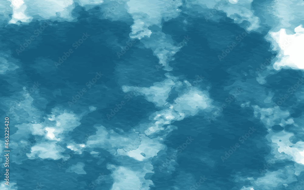 blue sky with clouds hand painted watercolor background vector. Watercolor, oil, grunge background Texture of strokes of colored paint, blurred spots with brushes of different sizes and shapes.