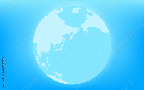 青く光る地球（ユーラシア大陸と太平洋）