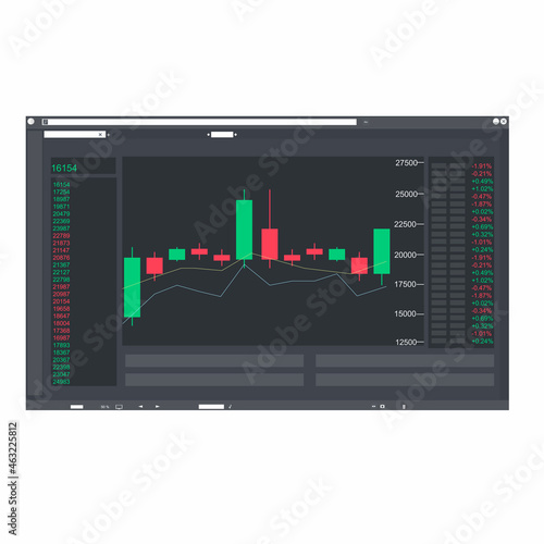 Stock market. Cryptocurrency trading, vector illustration