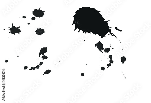 set of black ink splashes isolated on white background vector style.