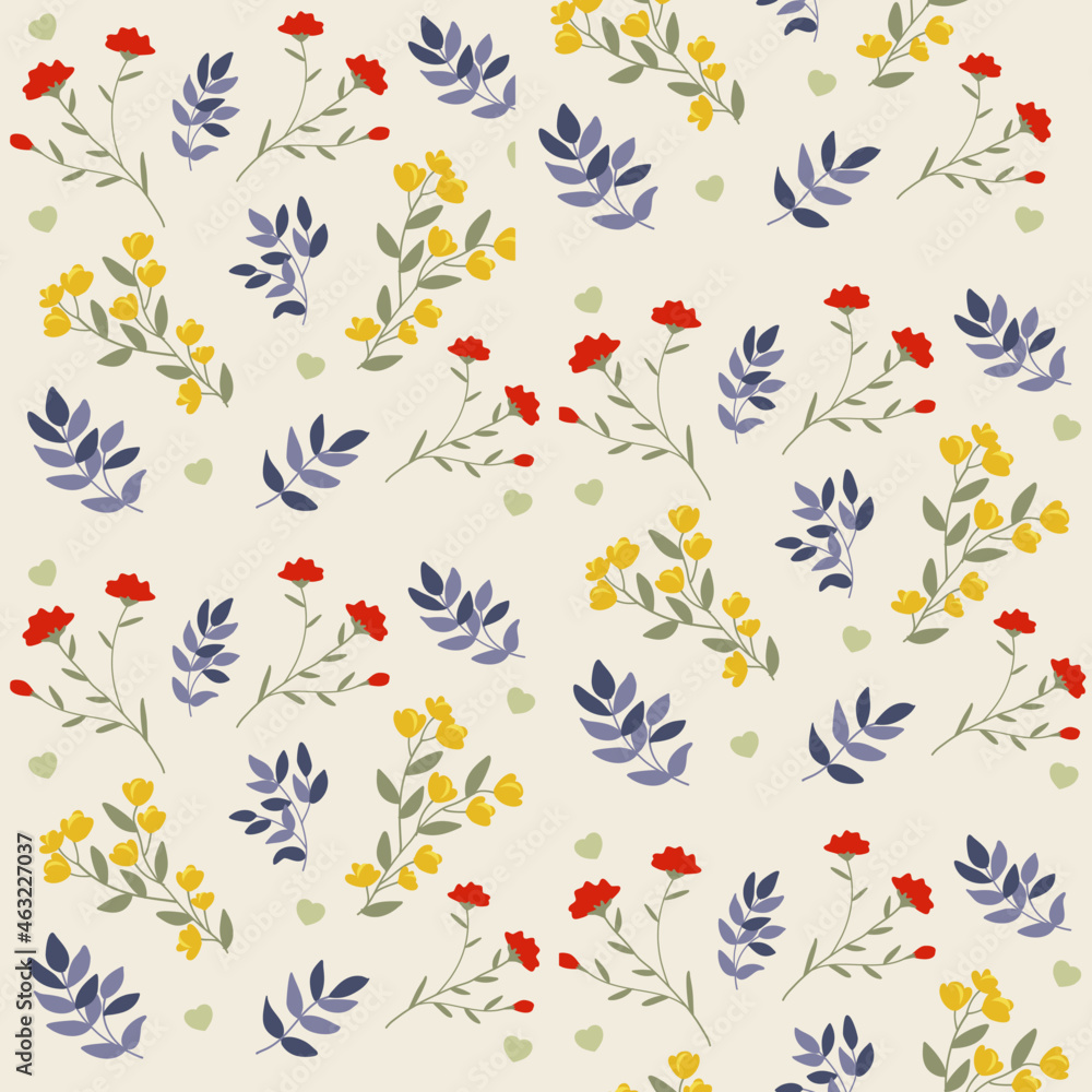 Golden floral pattern for with poppys 
